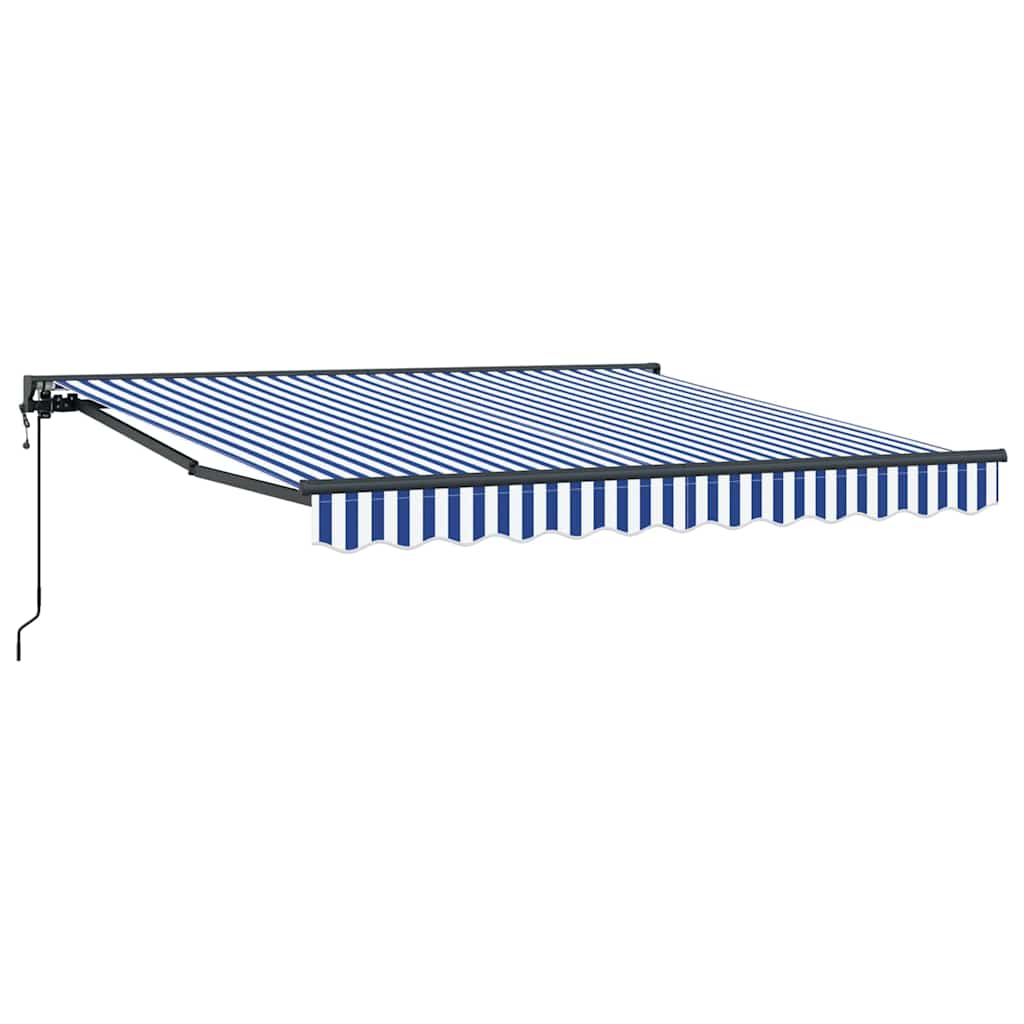 Markiseramme Blå og hvit 350 x 250 cm Polyester med PU-belegg