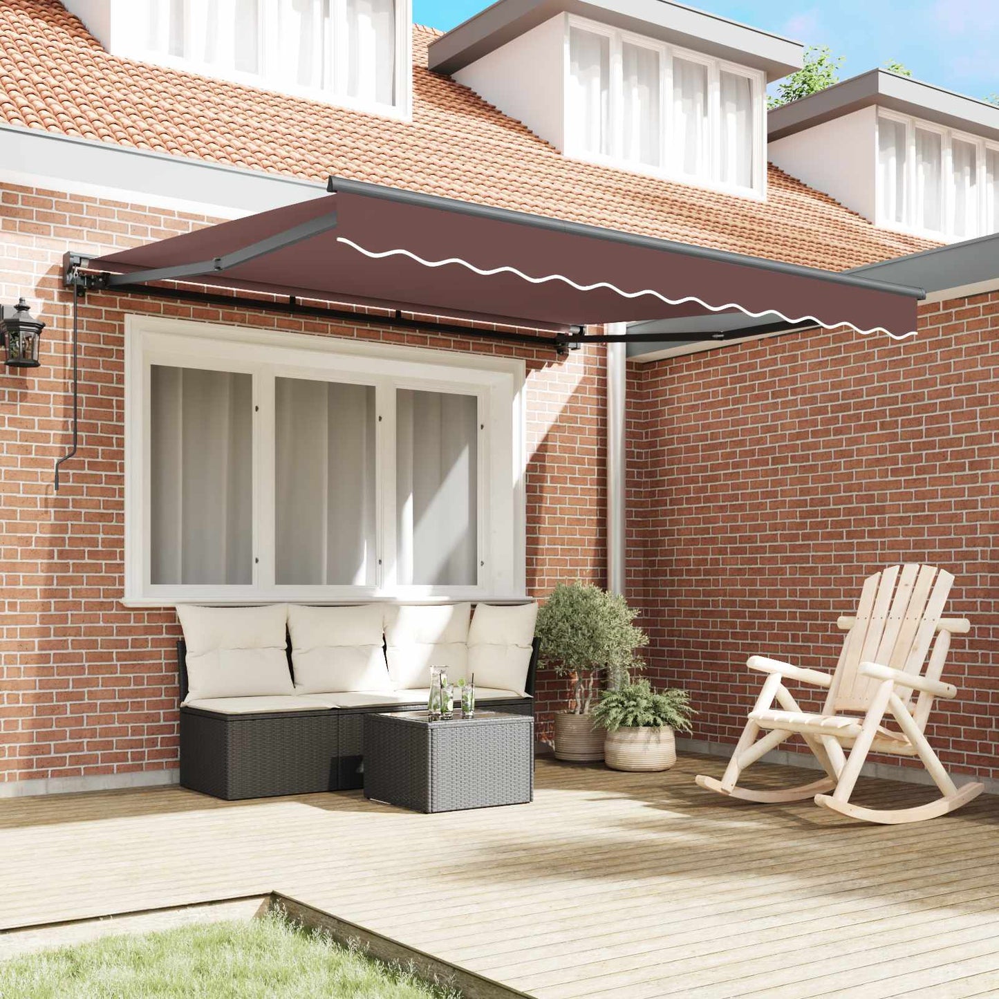 Markiseramme Brun 350 x 250 cm Polyester med PU-belegg