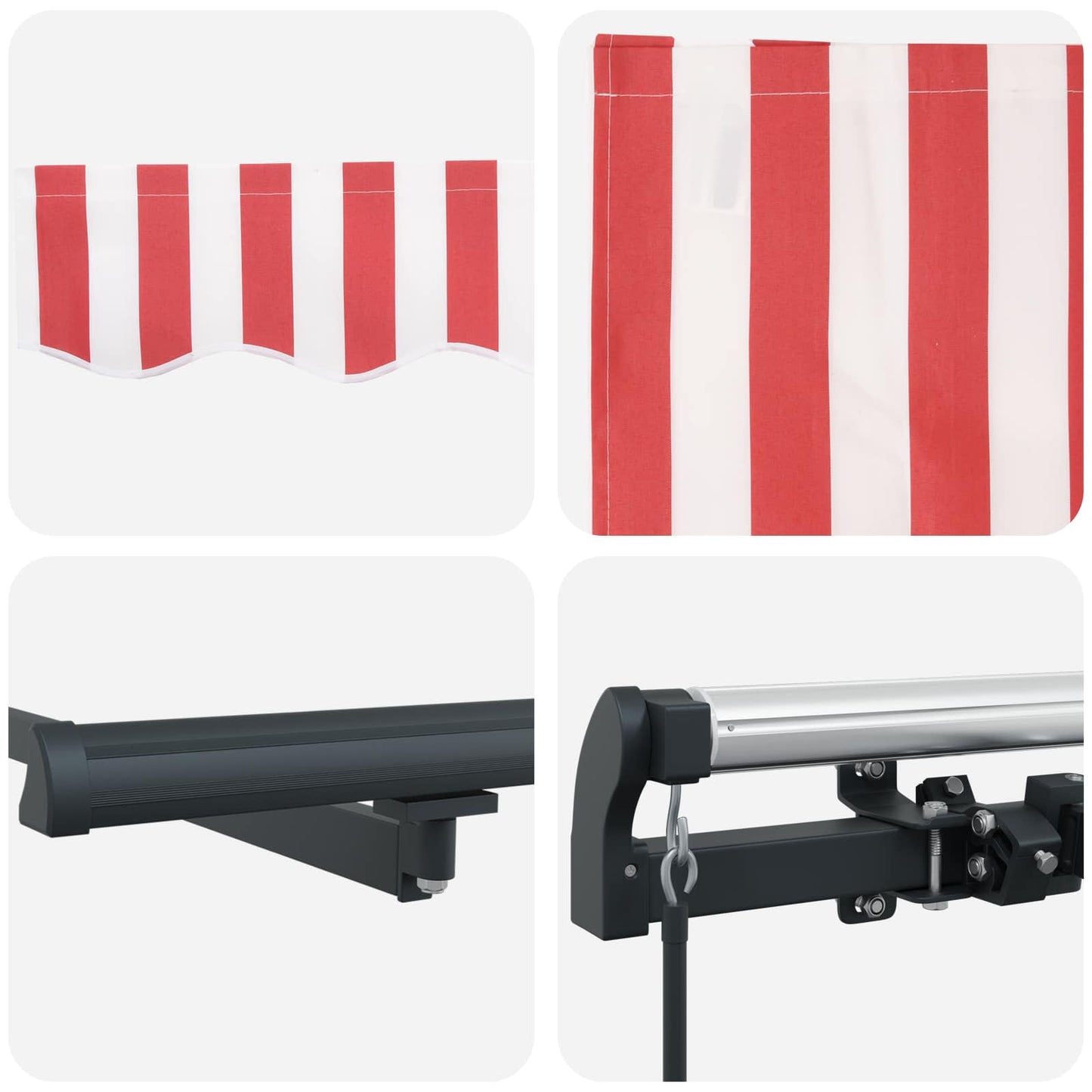 Uttrekkbar markise Rød og Hvit 350 x 250 cm