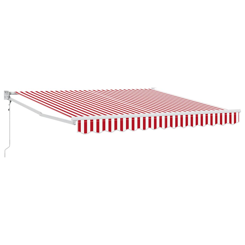 Uttrekkbar markise Rød og Hvit 350 x 250 cm Polyester og Metall