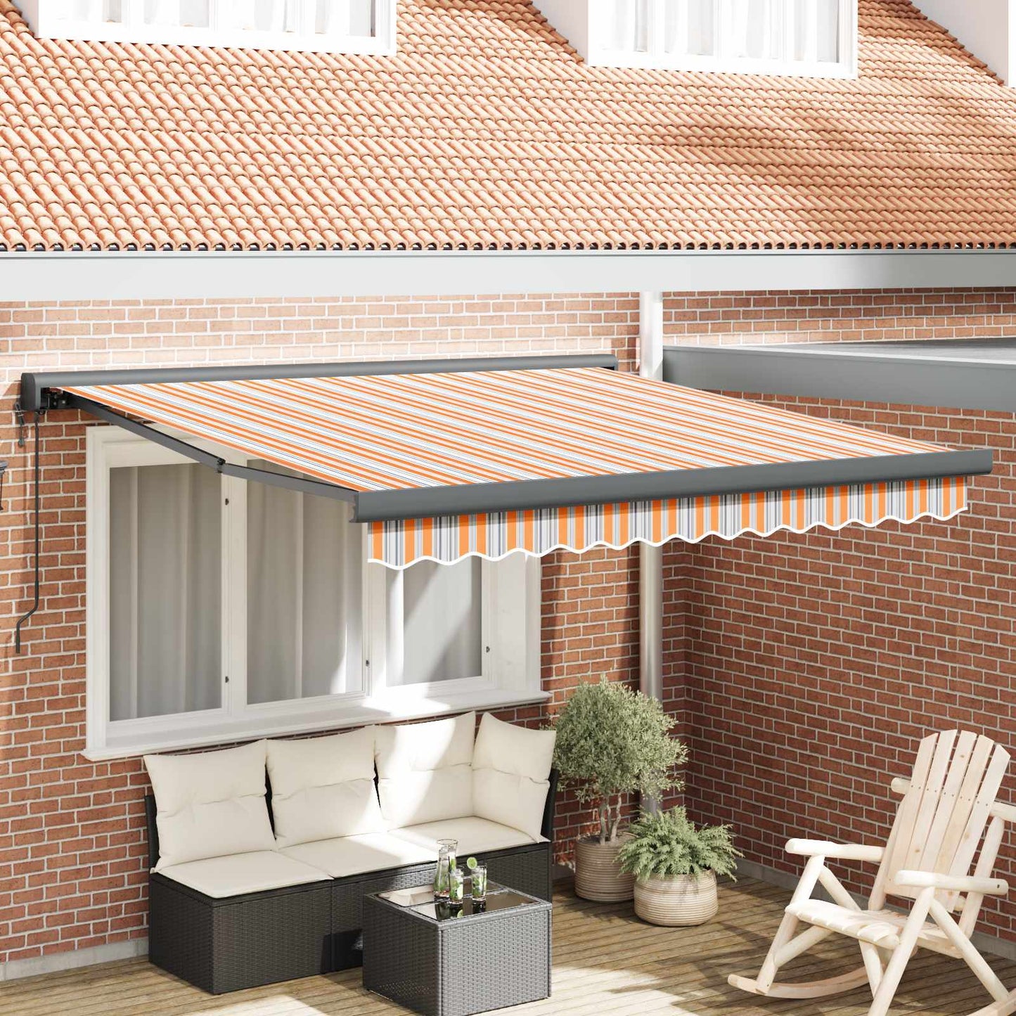 Uttrekkbar markise Flerfarget 350 x 250 cm Stoff og Metall