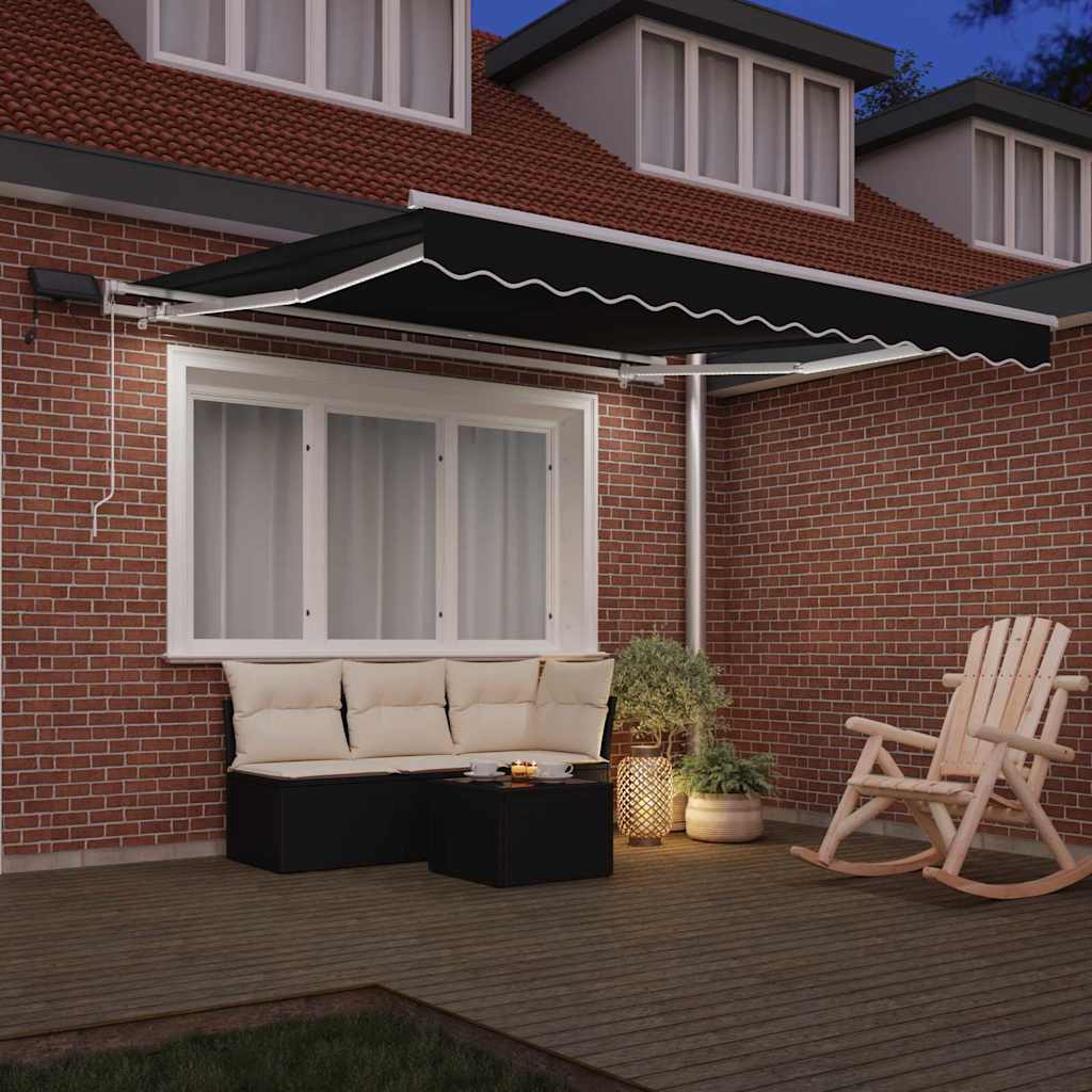 Innvendbar Markise Svart 350 x 250 cm Stoff og stål vidaXL