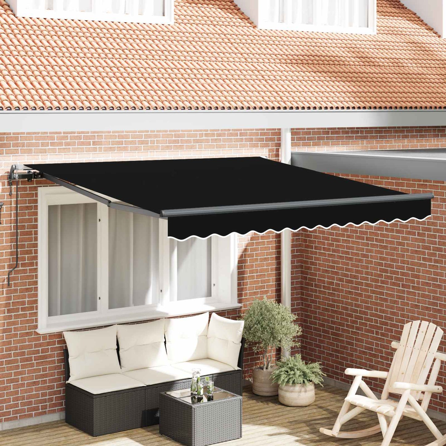 Uttrekkbar markise Svart 350 x 250 cm Stoff og Aluminium