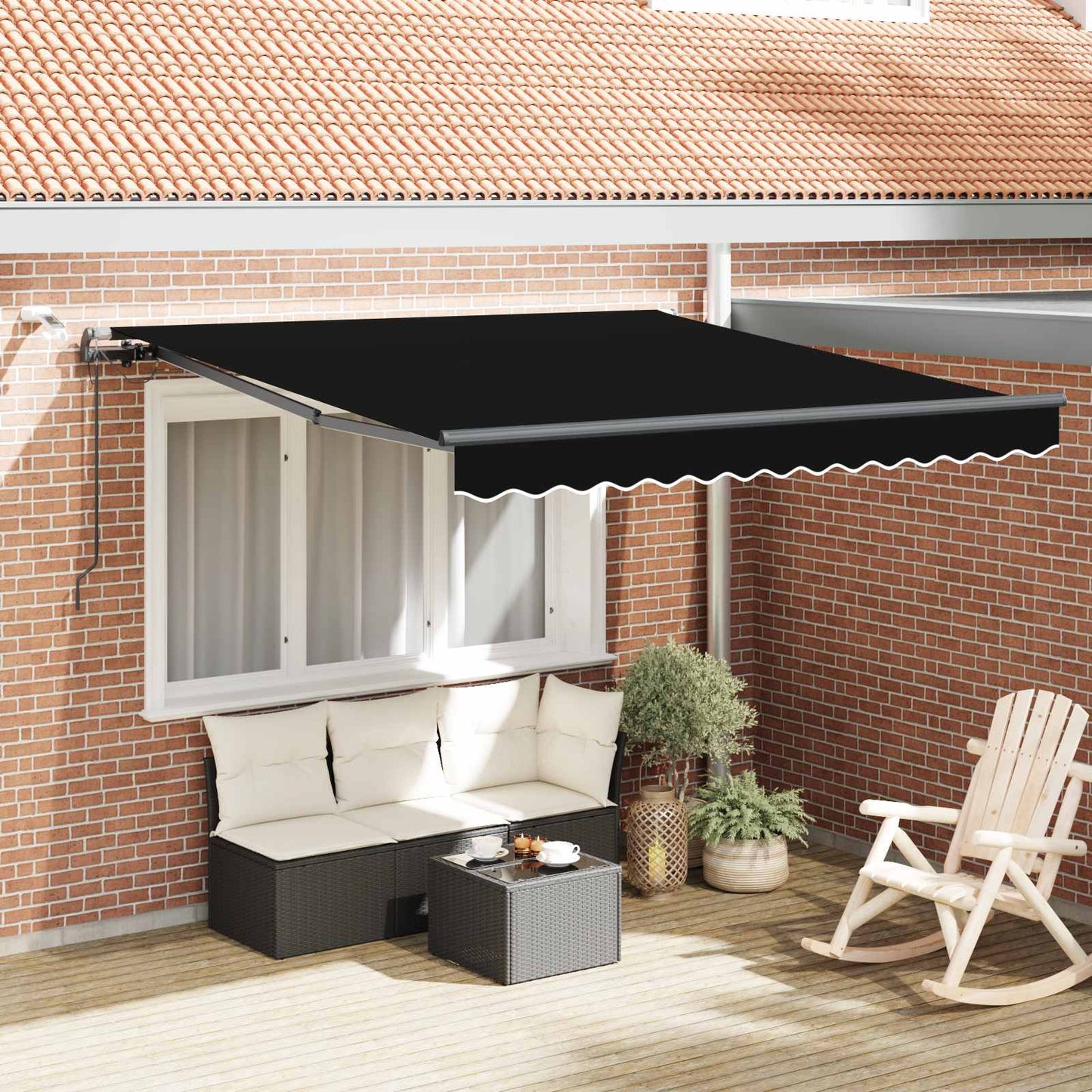 Markiseduk med Svart 350 x 250 cm Polyester vidaXL