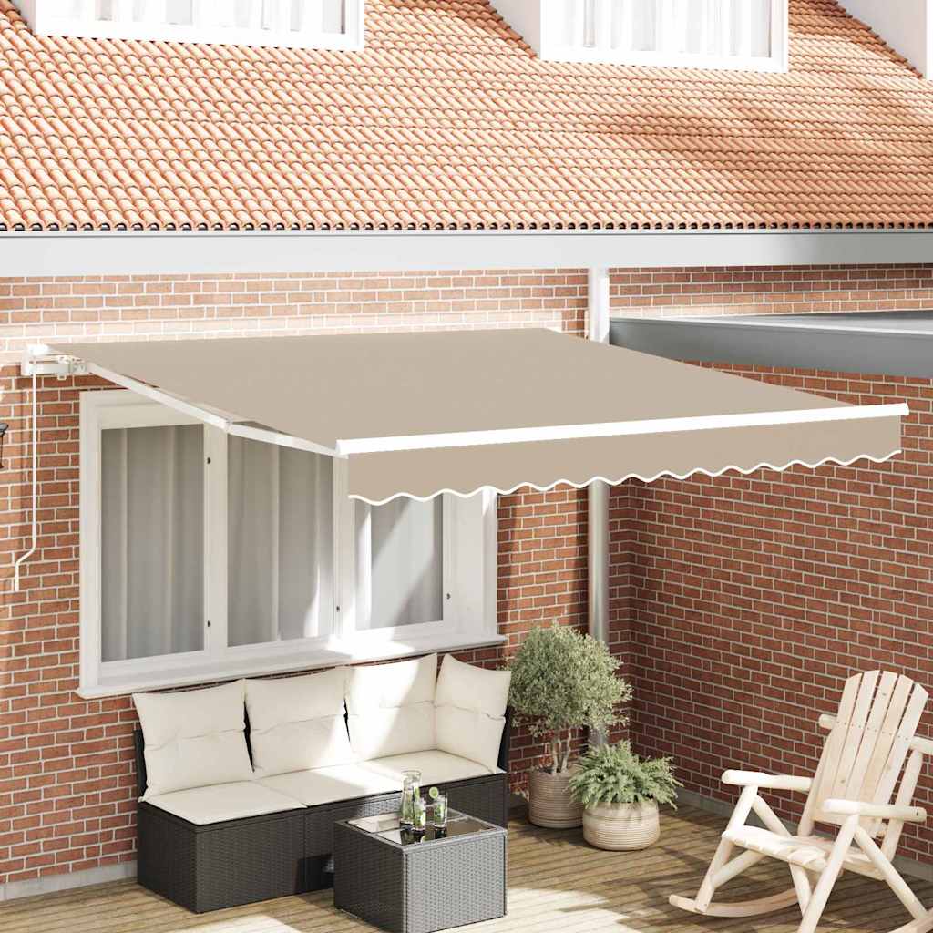 Uttrekkbar markise Beige 350 x 250 cm Polyester og aluminium