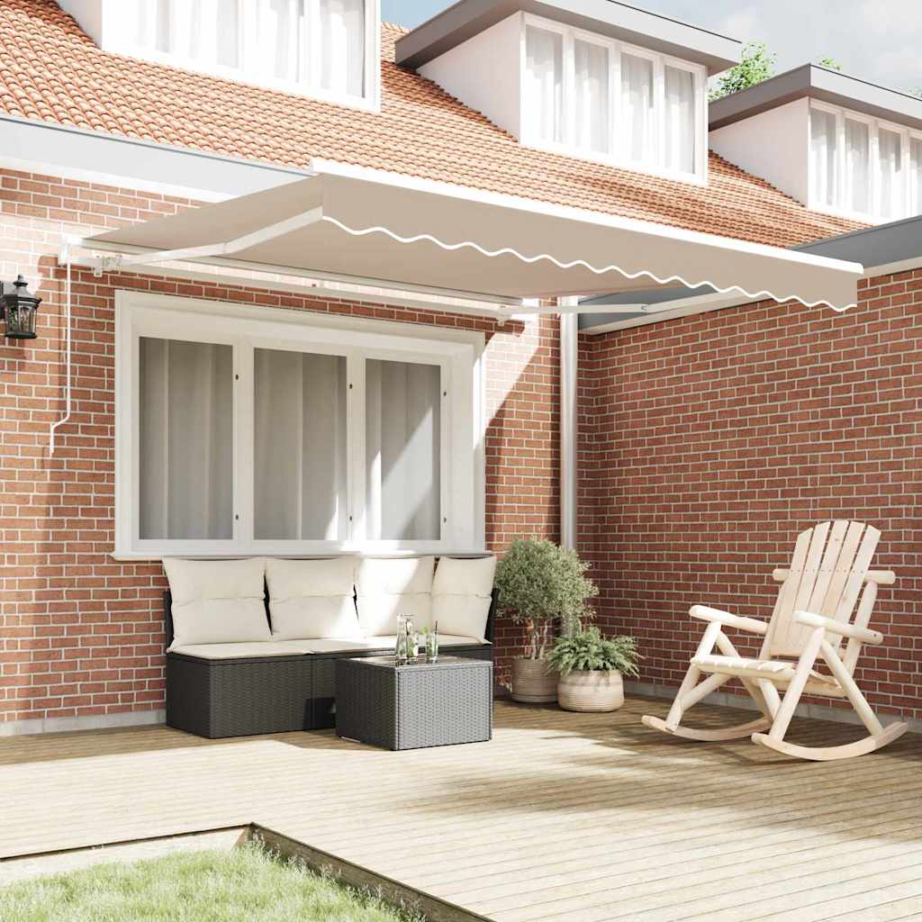 Uttrekkbar markise Beige 350 x 250 cm Polyester og aluminium