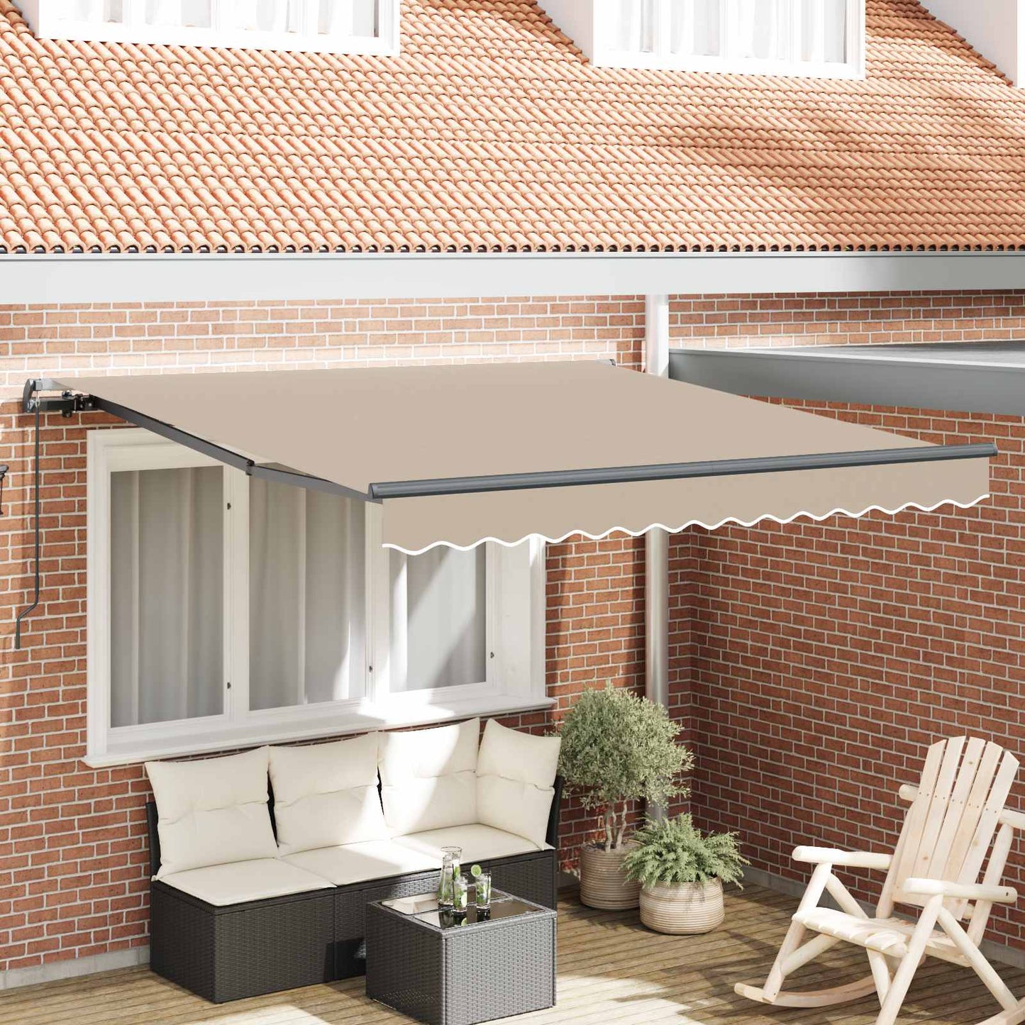Uttrekkbar markise Beige 350 x 250 cm Polyester og aluminium