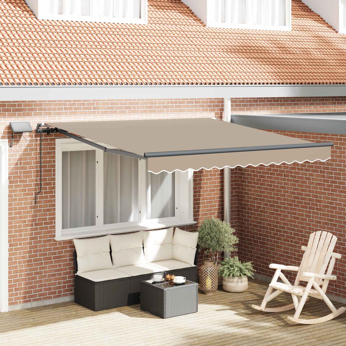 Uttrekkbar markise Beige 350 x 250 cm Stoff og Aluminium