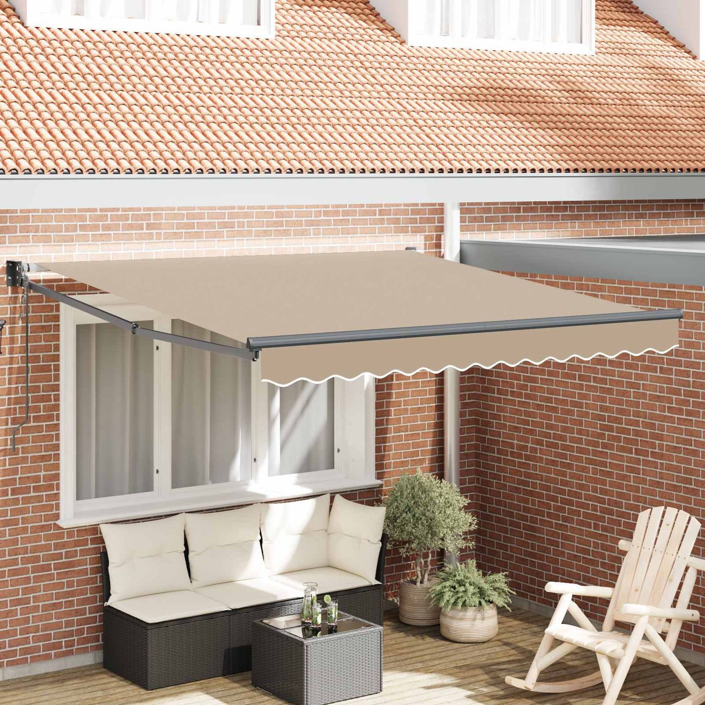 Uttrekkbar markise Beige 350 x 250 cm Polyester og Metall