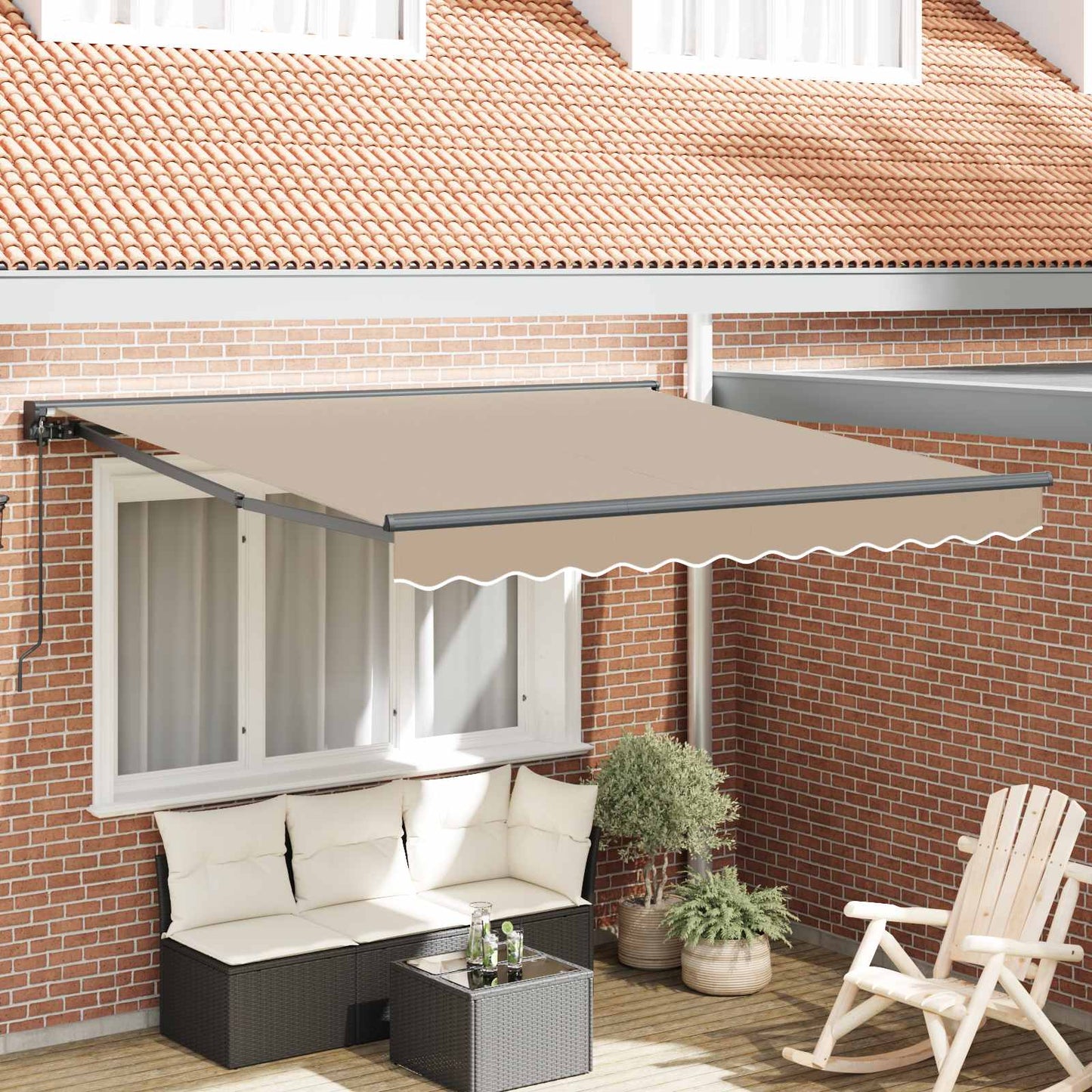 Markiseramme Beige 350 x 250 cm Polyester med PU-belegg