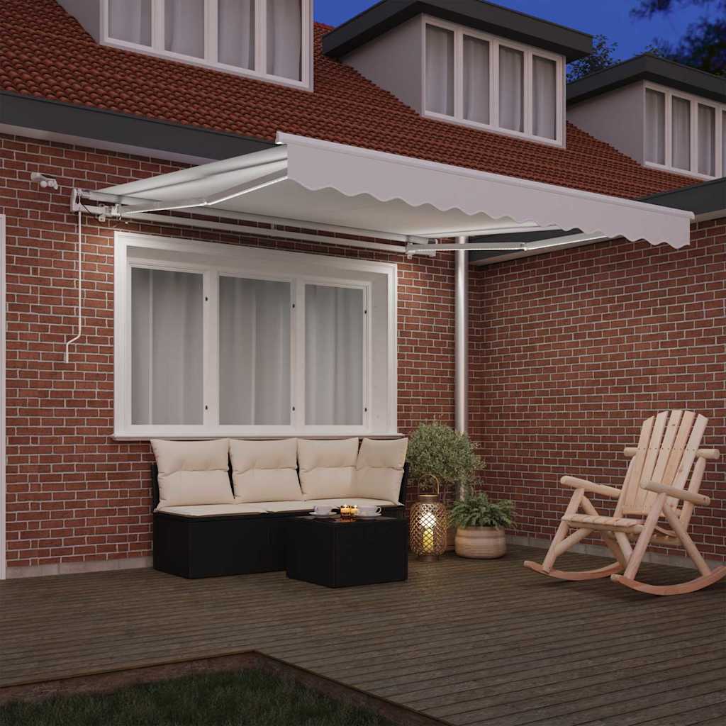 Uttrekkbar markise Hvit 350 x 250 cm Polyester
