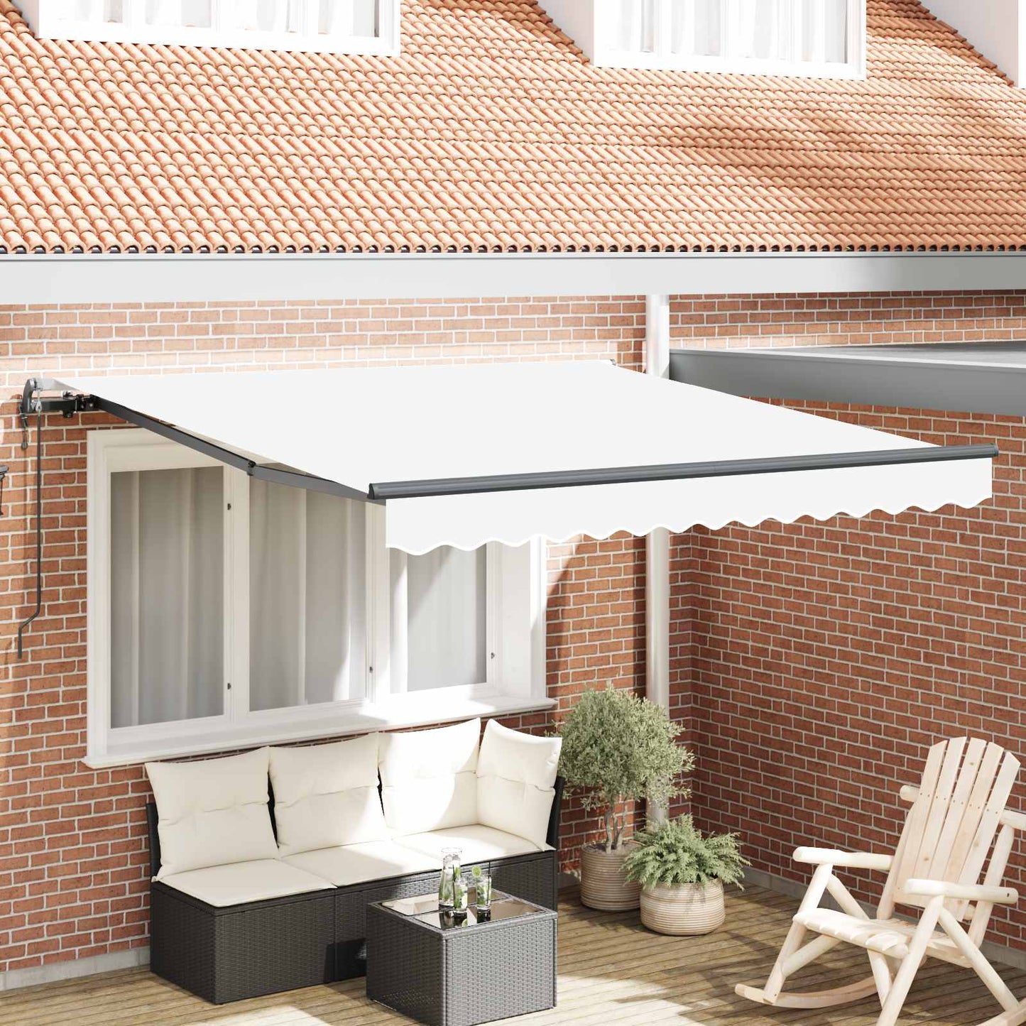 Innvendbar Markise Hvit 350 x 250 cm Stoff og Aluminium vidaXL