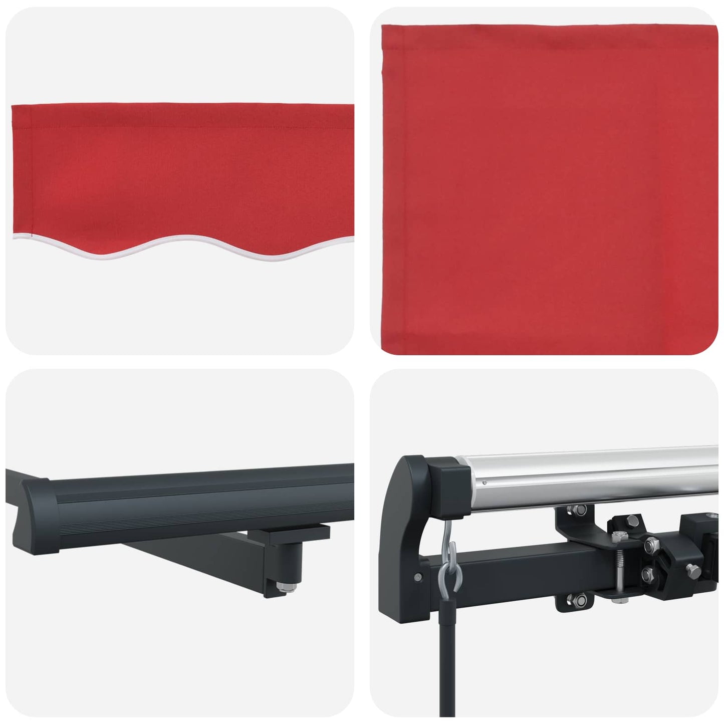 Innvendbar Markise Rød 350 x 250 cm Polyester og stål vidaXL
