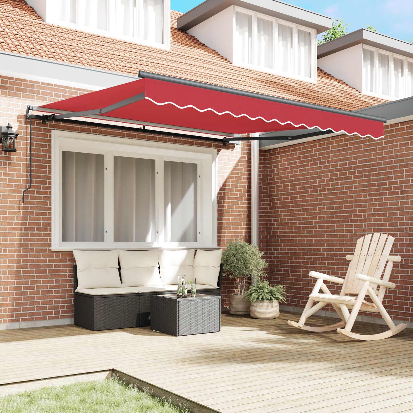 Innvendbar Markise Rød 350 x 250 cm Polyester og stål vidaXL
