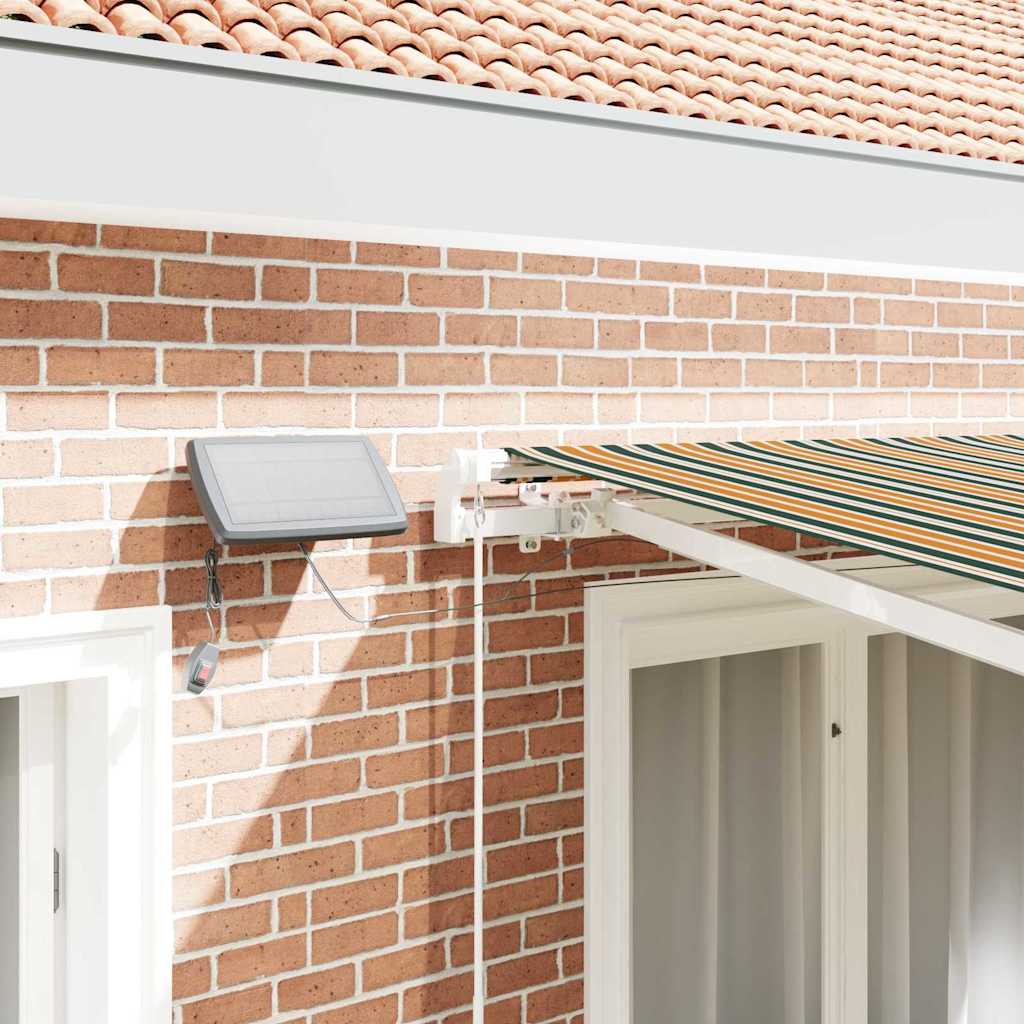 Uttrekkbar markise Grønn og gul 350 x 250 cm Stoff og Aluminium