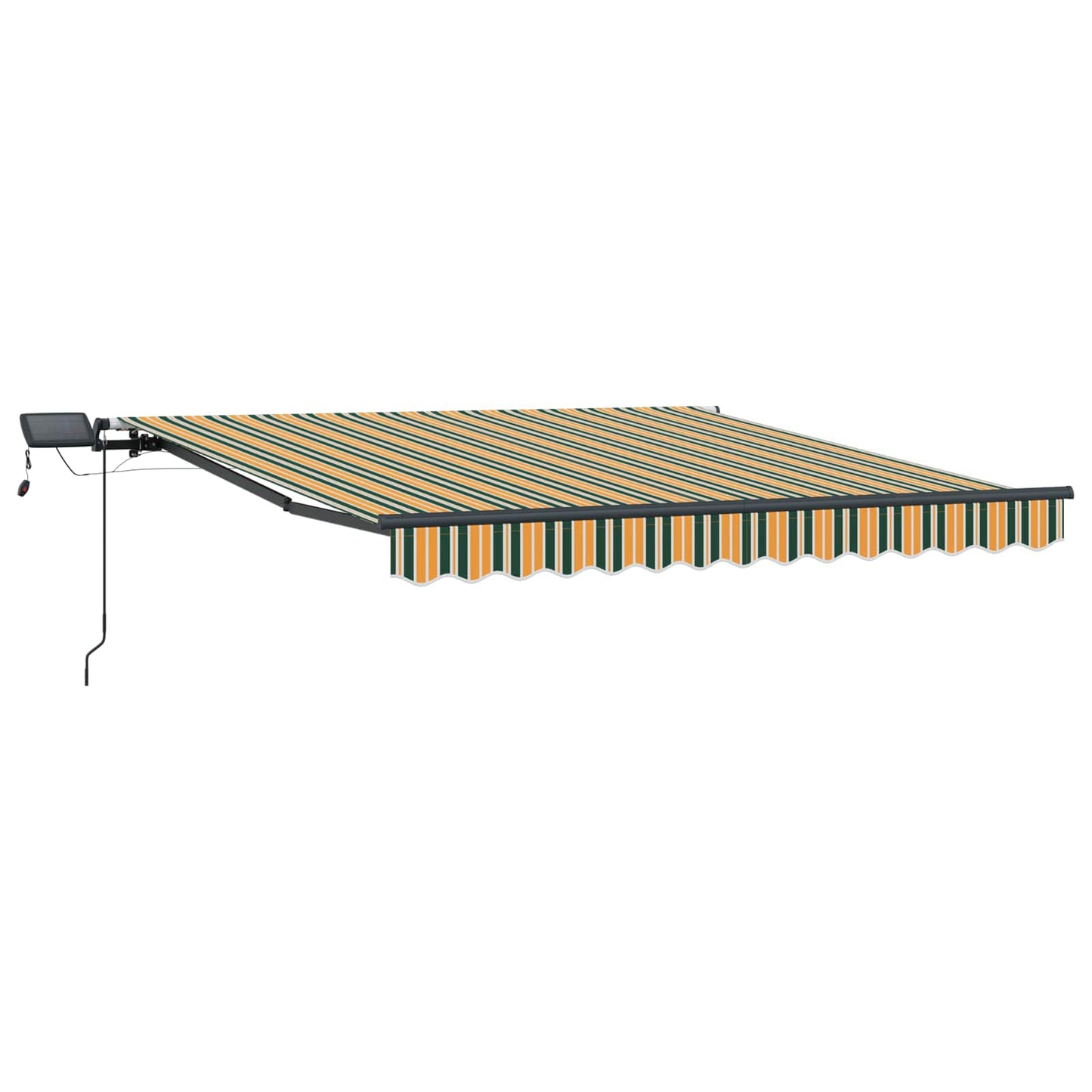 Uttrekkbar markise Grønn og gul 350 x 250 cm Stoff og Aluminium