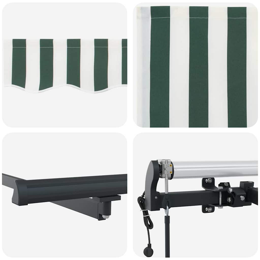 Uttrekkbar markise Grønn og hvit 350 x 250 cm