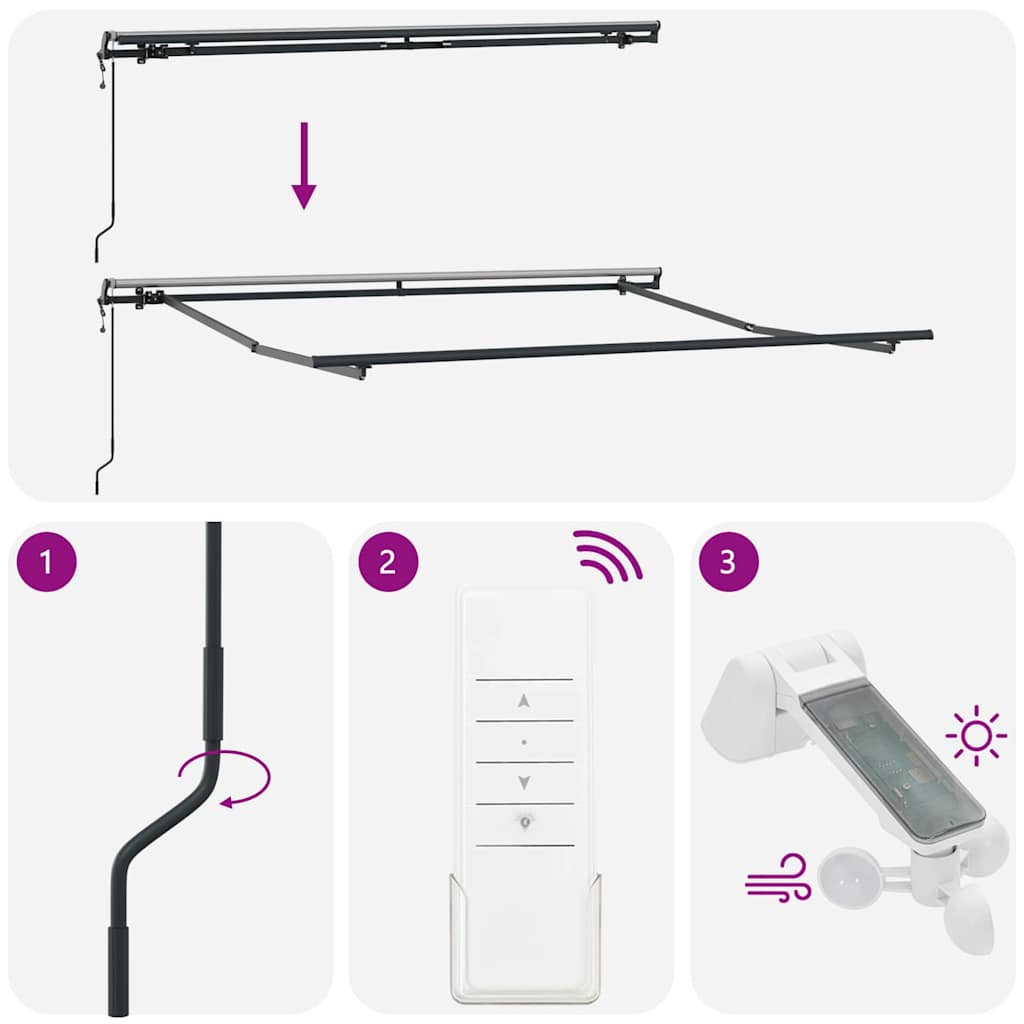 Uttrekkbar markise Grønn og hvit 350 x 250 cm
