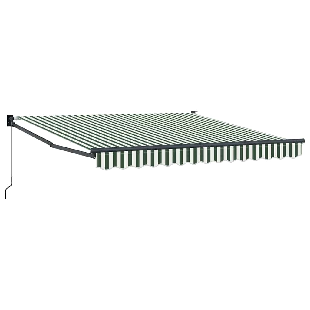 Uttrekkbar markise Grønn og hvit 350 x 250 cm
