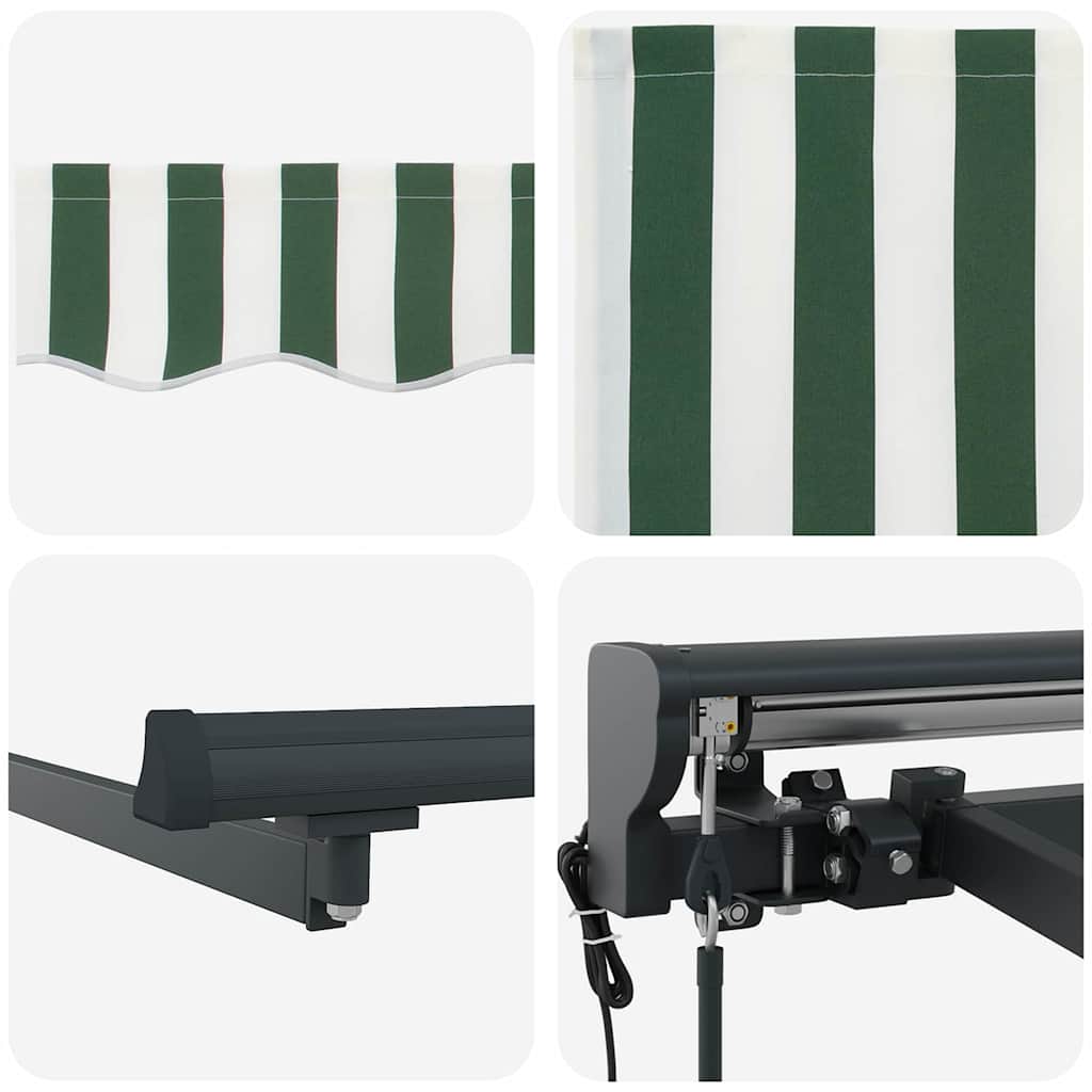 Markiseramme Grønn og hvit 350 x 250 cm Polyester med PU-belegg