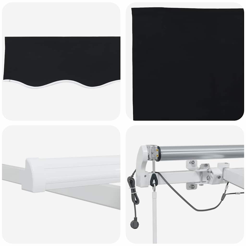Innvendbar Markise Svart 400 × 300 cm Polyester og Metall