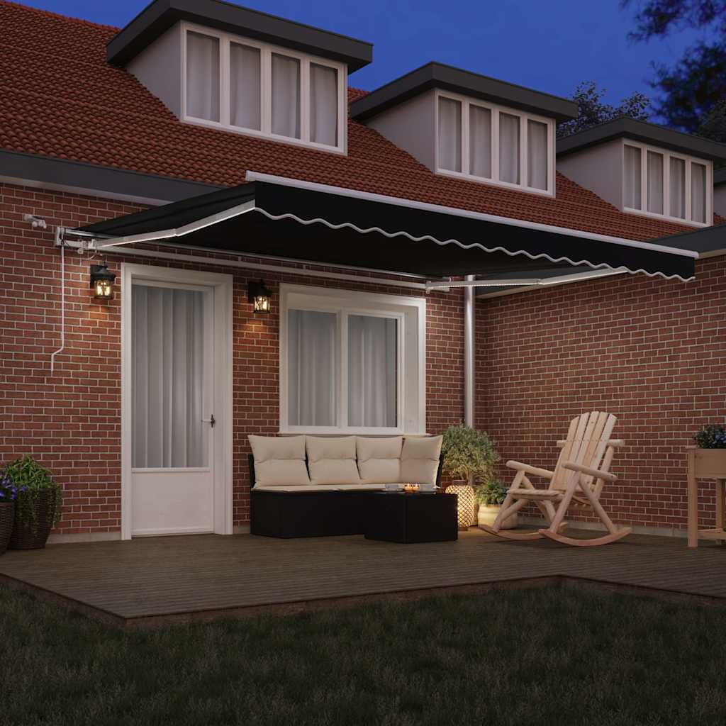 Innvendbar Markise Svart 400 × 300 cm Polyester og Metall