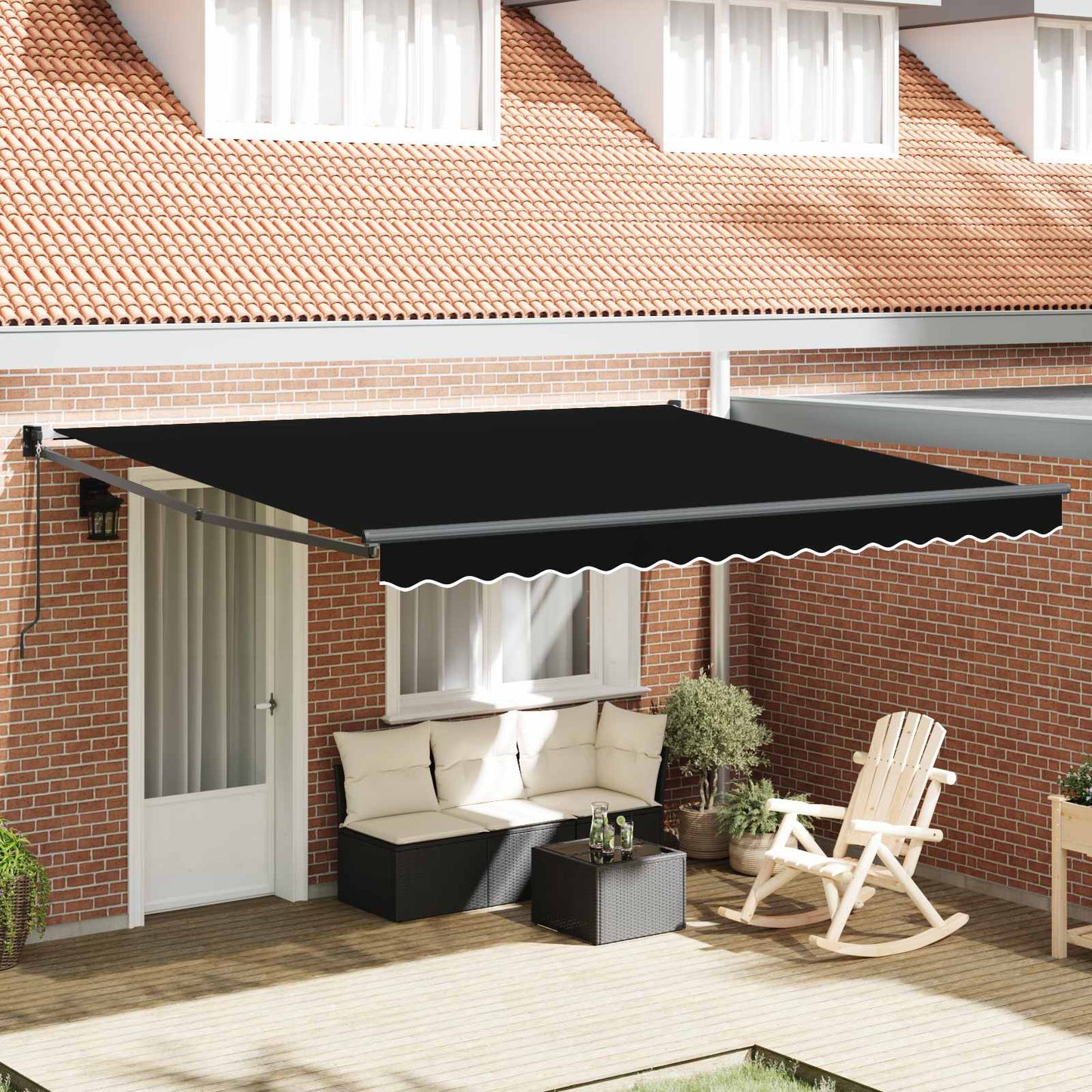 Innvendbar Markise Svart 400 × 300 cm Polyester og aluminium