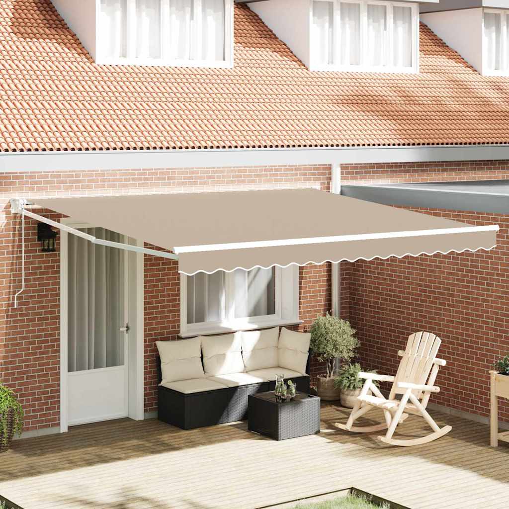 Uttrekkbar markise Beige 400 × 300 cm Polyester og Metall