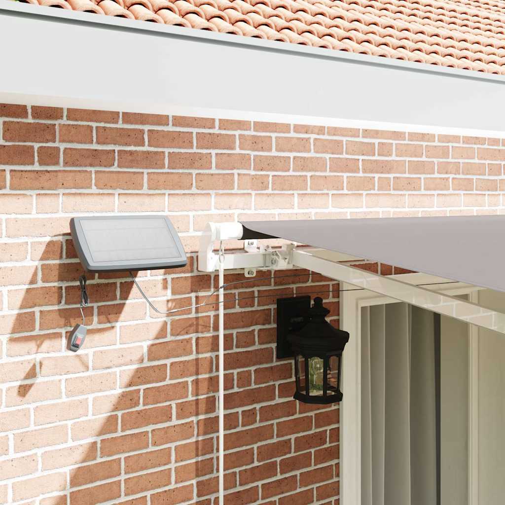 Uttrekkbar markise Lysegrå 400 × 300 cm Stoff og Aluminium