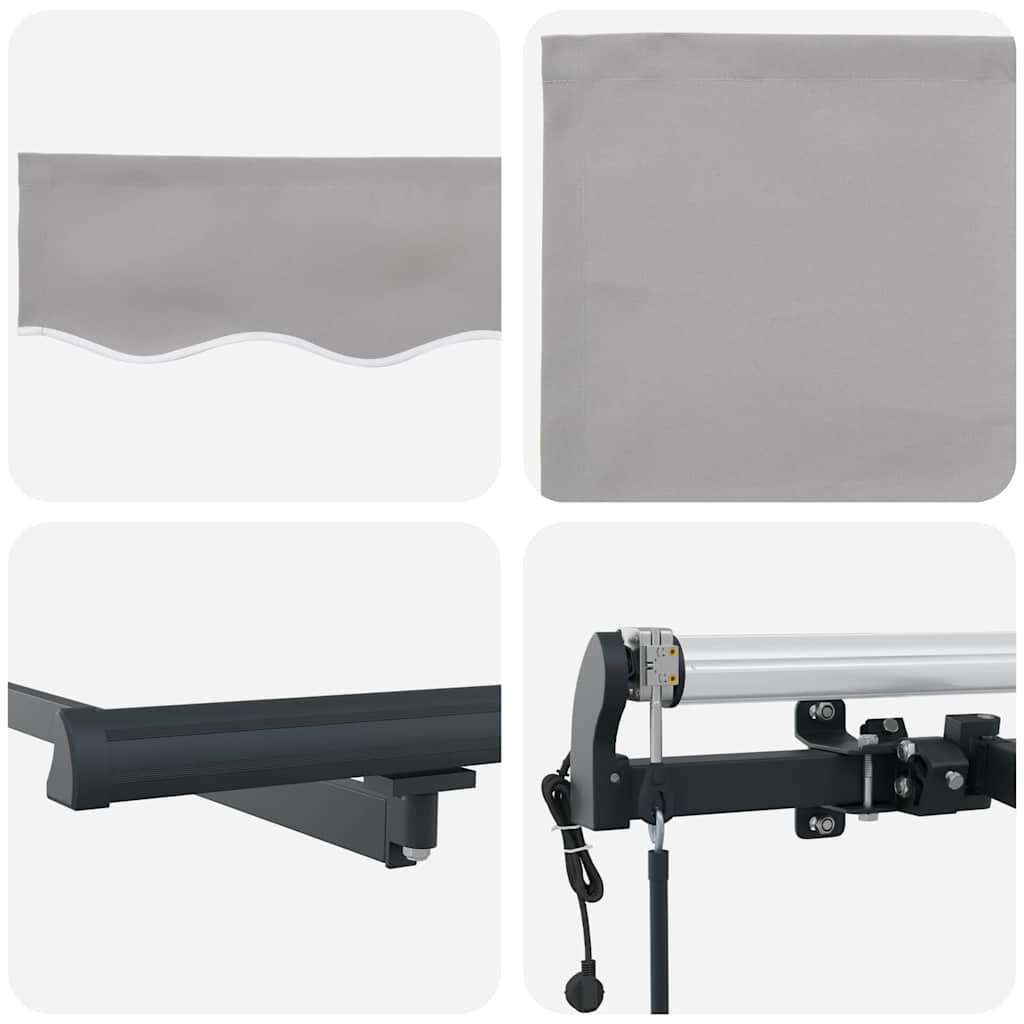 Uttrekkbar markise Lysegrå 400 × 300 cm Stoff og Aluminium