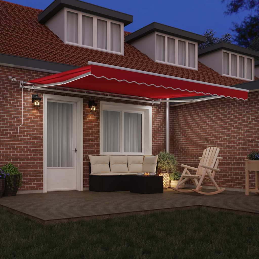 Innvendbar Markise Rød 400 × 300 cm Polyester og Metall