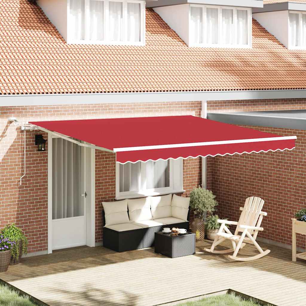 Innvendbar Markise Rød 400 × 300 cm Polyester og Metall