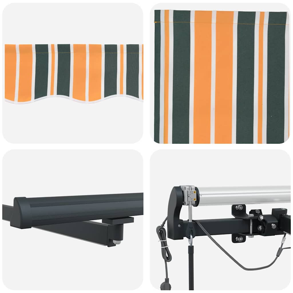 Markiseduk Grønn og gul 400 × 300 cm Polyester