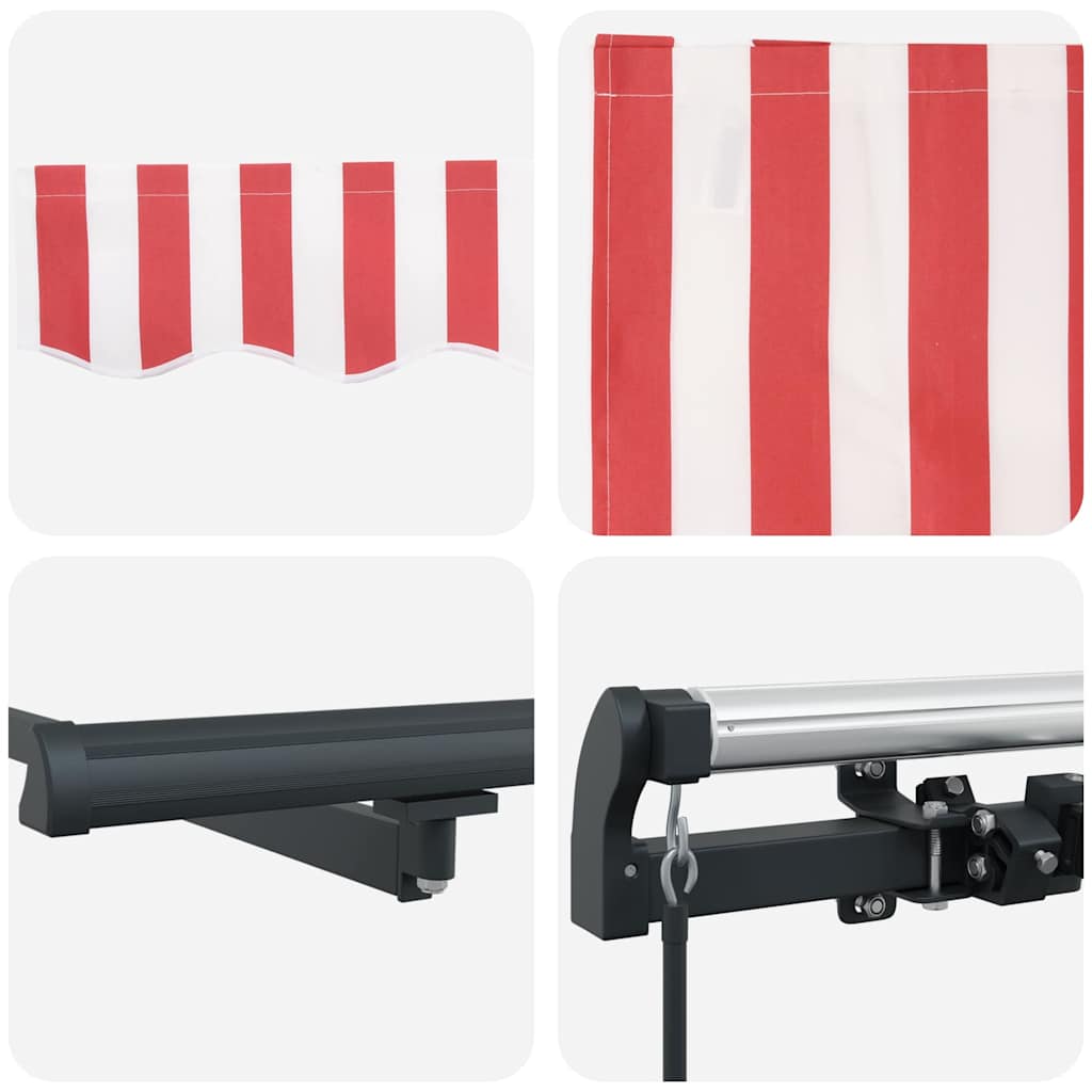 Innvendbar Markise Rød og Hvit 400 × 350 cm Polyester og stål