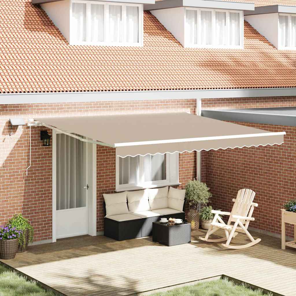 Uttrekkbar markise Beige 400 × 300 cm Stoff og Aluminium