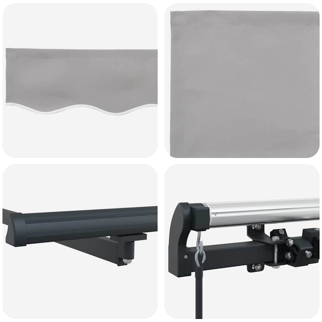 Uttrekkbar markise Lysegrå 400 × 350 cm Polyester og aluminium