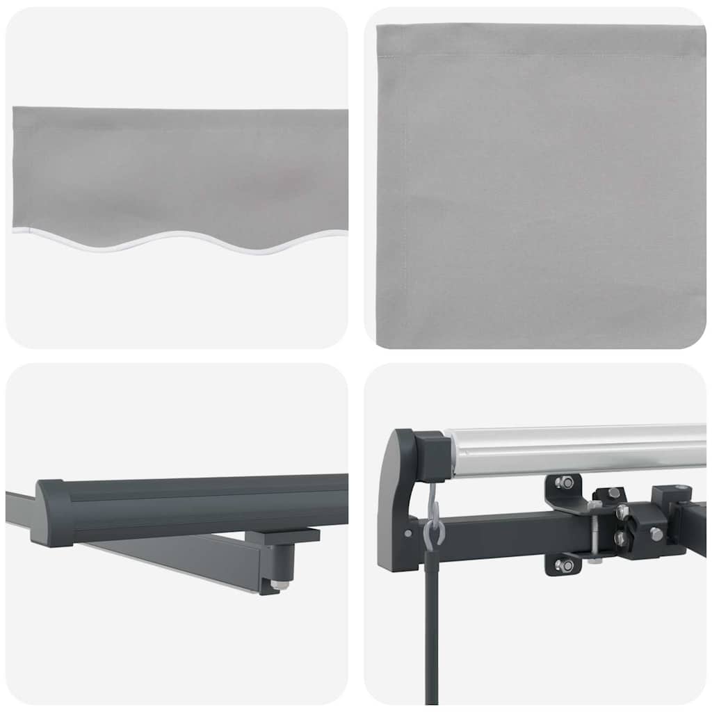 Uttrekkbar markise Lysegrå 400 × 350 cm Stoff og Aluminium