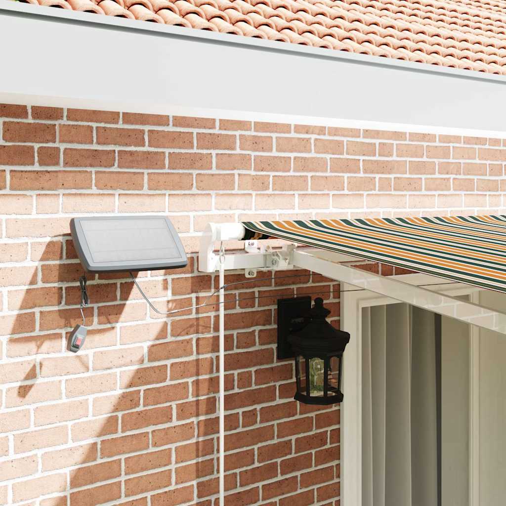 Uttrekkbar markise Grønn og gul 400 × 300 cm Stoff og Aluminium