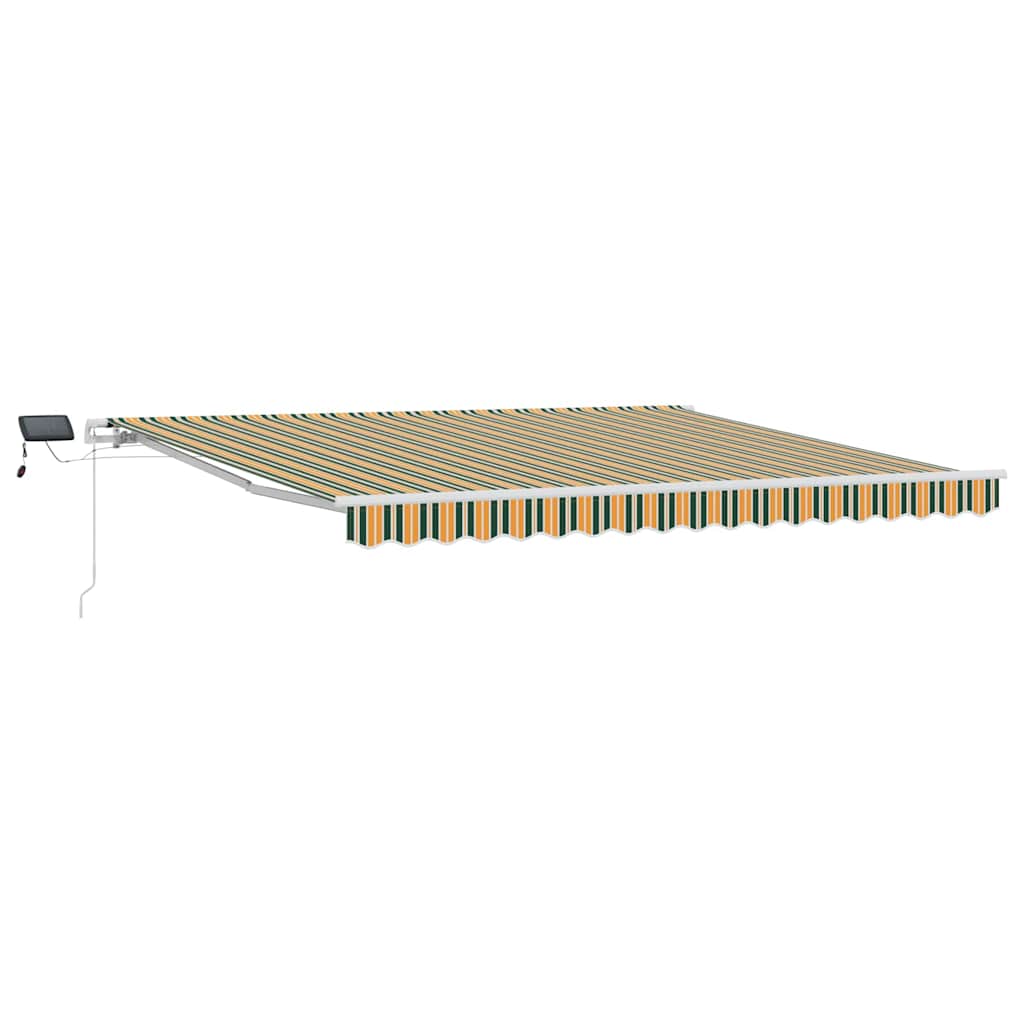 Uttrekkbar markise Grønn og gul 400 × 300 cm Stoff og Aluminium