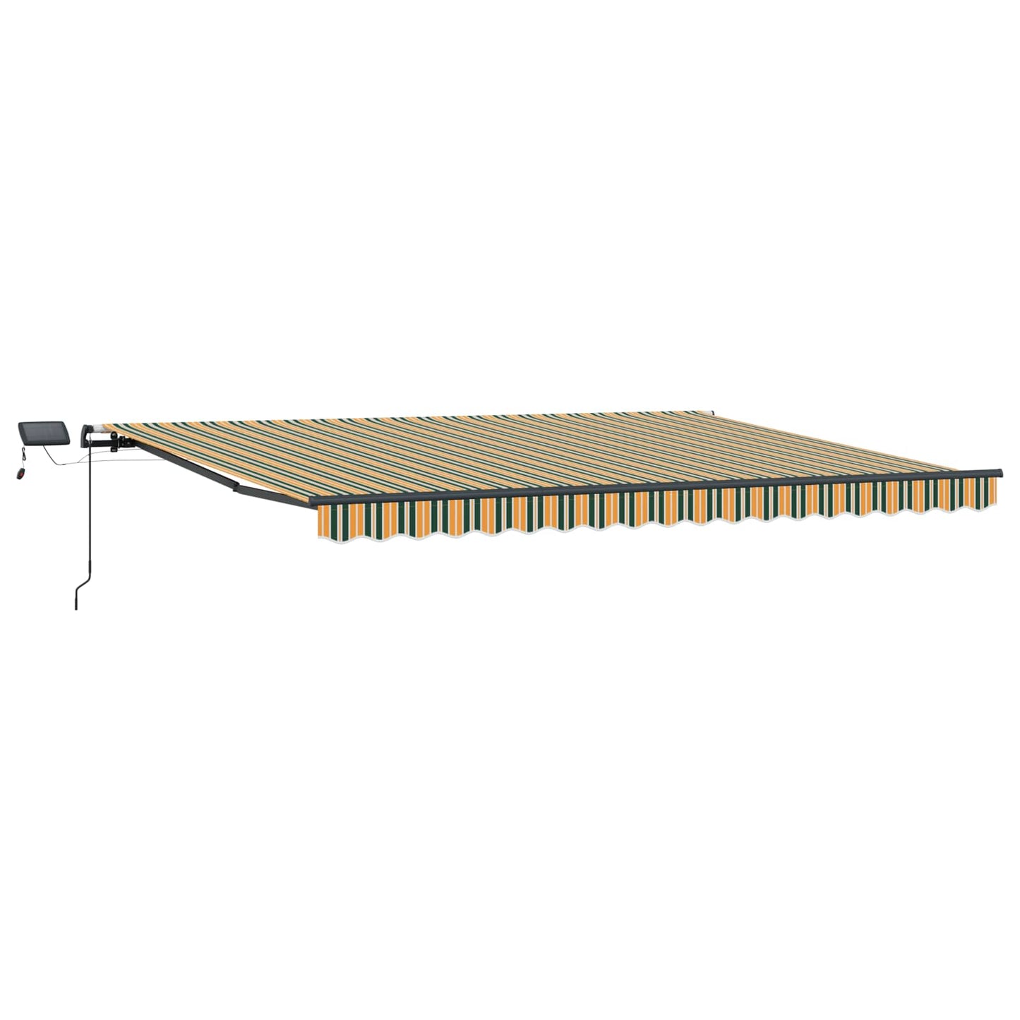 Uttrekkbar markise Grønn og gul 400 × 350 cm Stoff og Aluminium