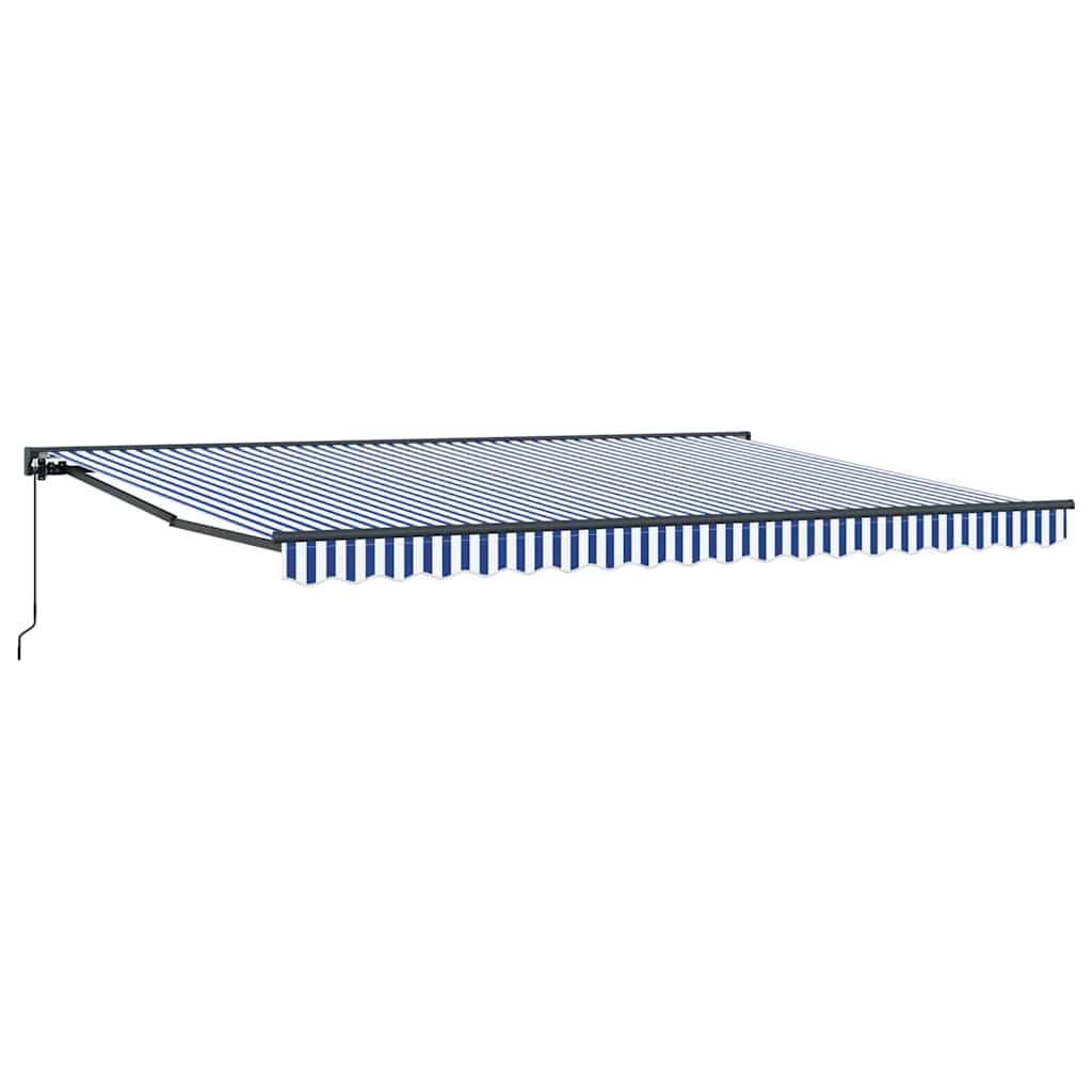 Markiseramme Blå og hvit 450 × 300 cm Polyester med PU-belegg