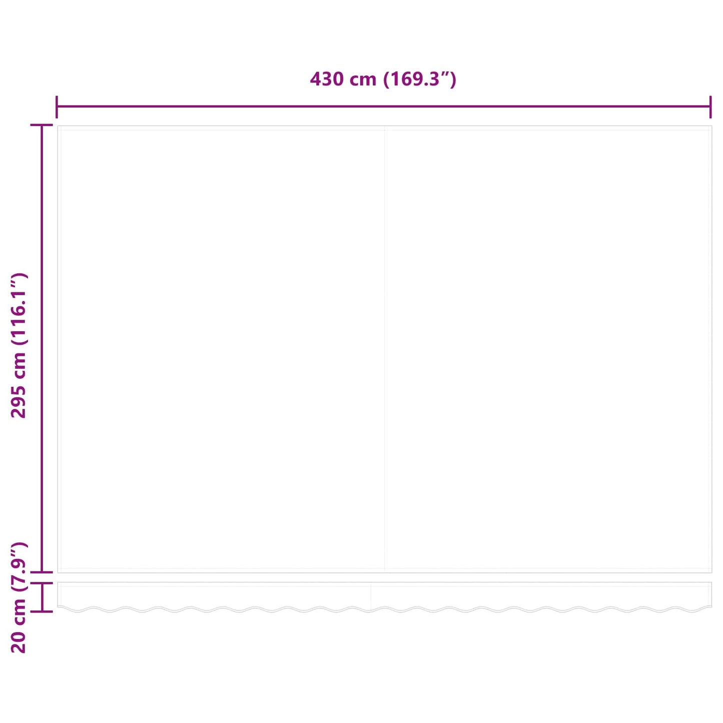 Innvendbar Markise Hvit 450 × 300 cm Polyester og stål vidaXL