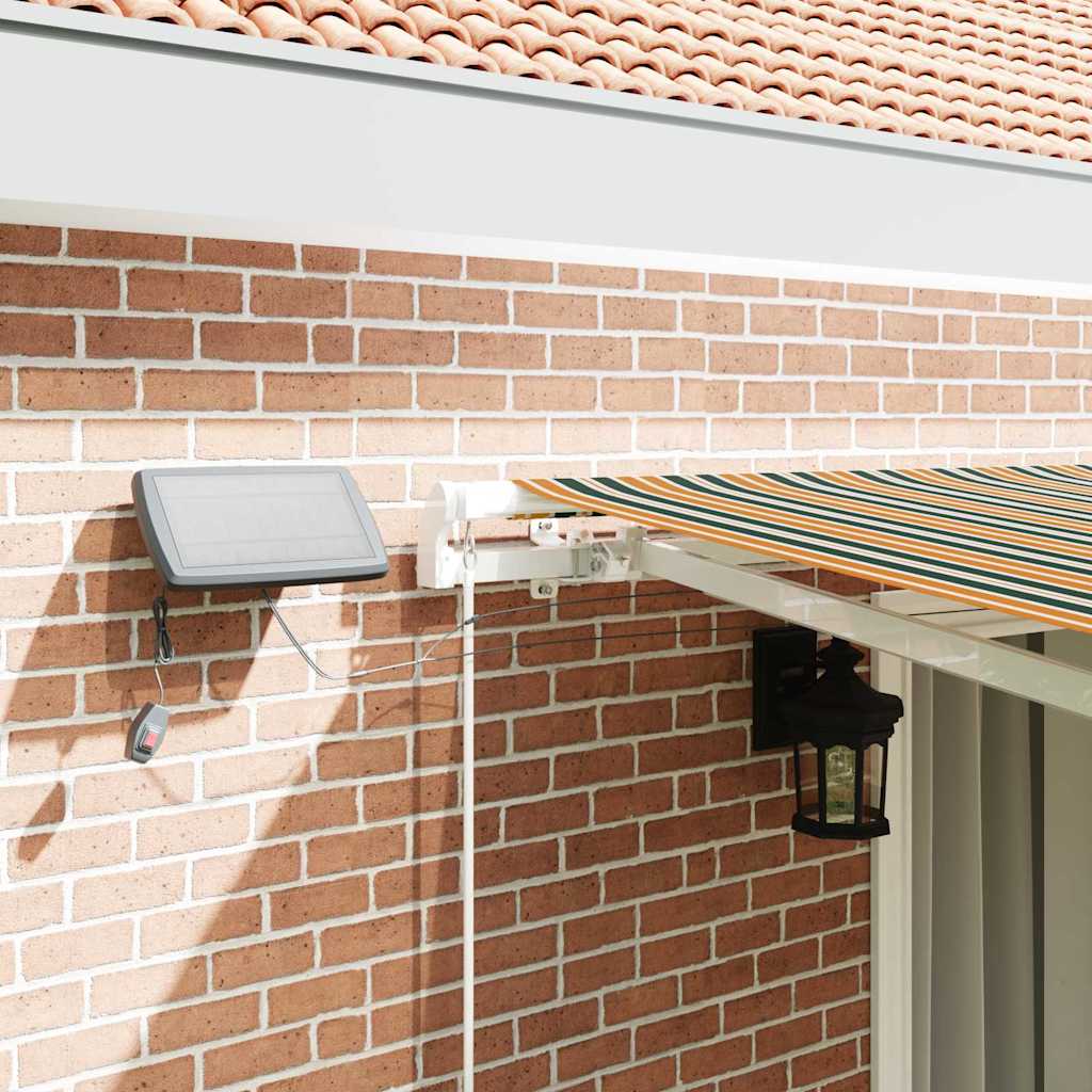 Uttrekkbar markise Grønn og gul 450 × 300 cm Stoff og Aluminium