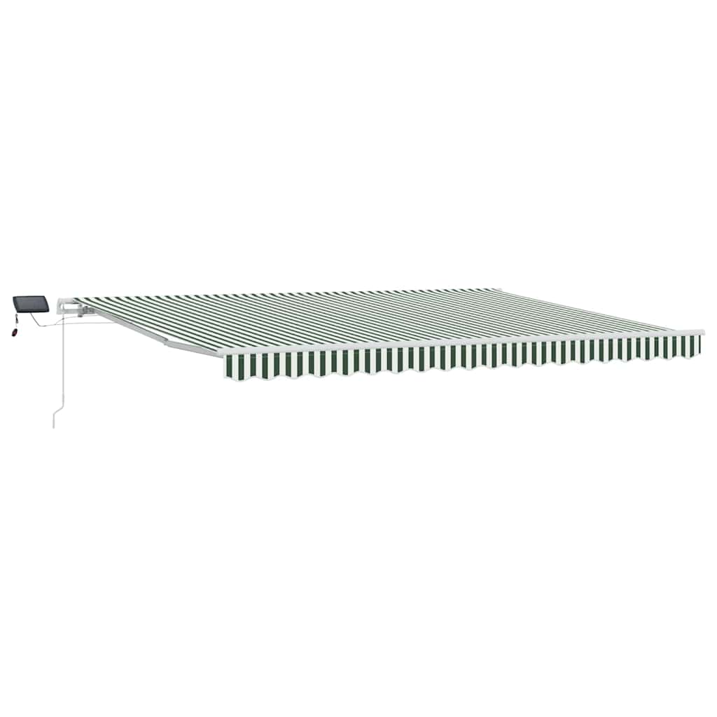 Uttrekkbar markise Grønn og hvit 450 × 300 cm