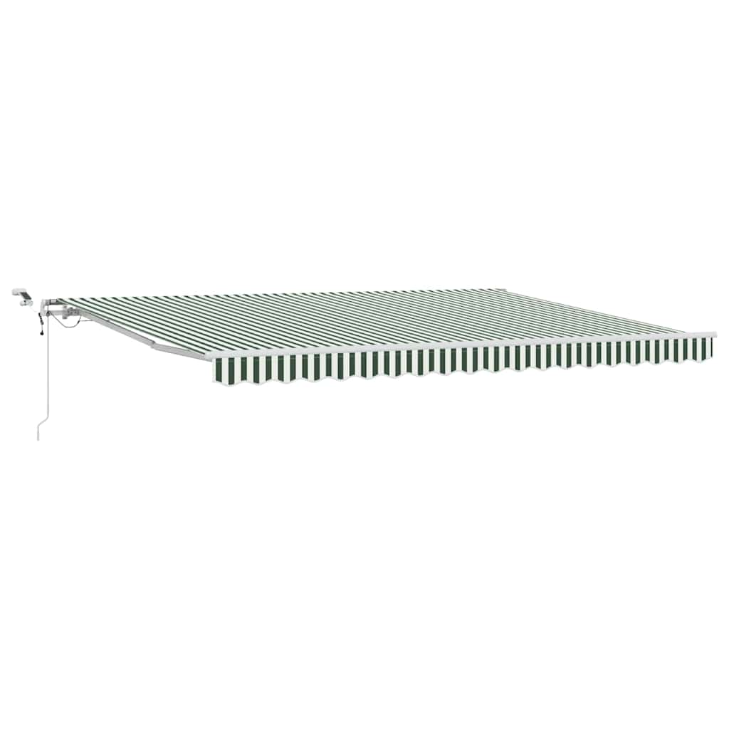 Uttrekkbar markise Grønn og hvit 450 × 300 cm Polyester