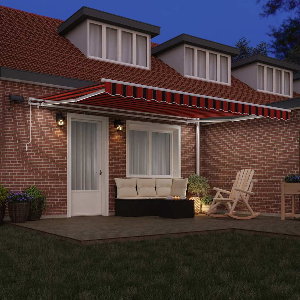 Uttrekkbar markise oransje og brun 450 × 350 cm