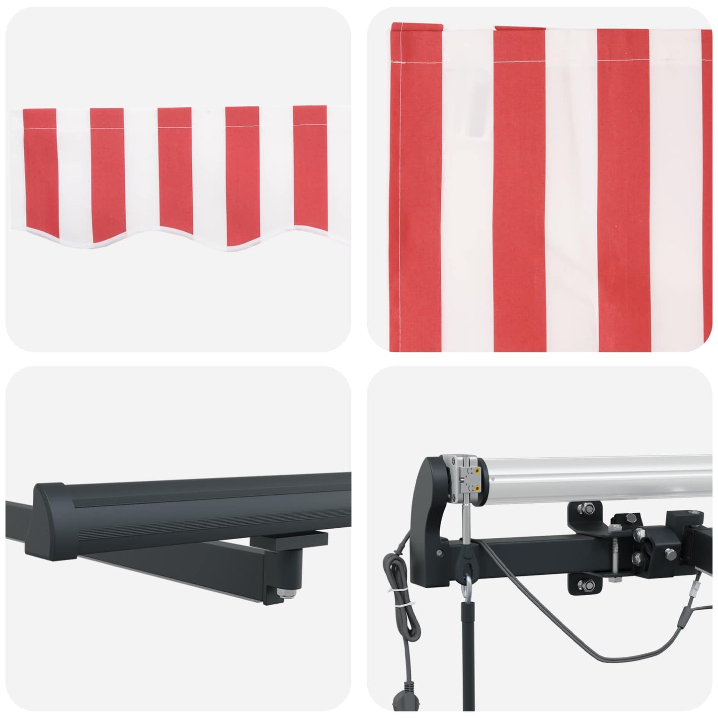 Markiseduk Rød og Hvit 450 × 350 cm Polyester