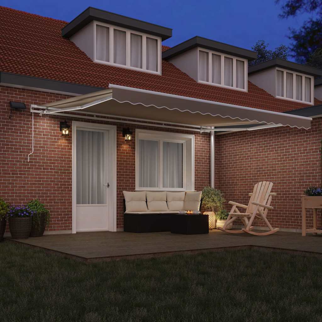 Uttrekkbar markise Beige 450 × 350 cm Stoff og Aluminium