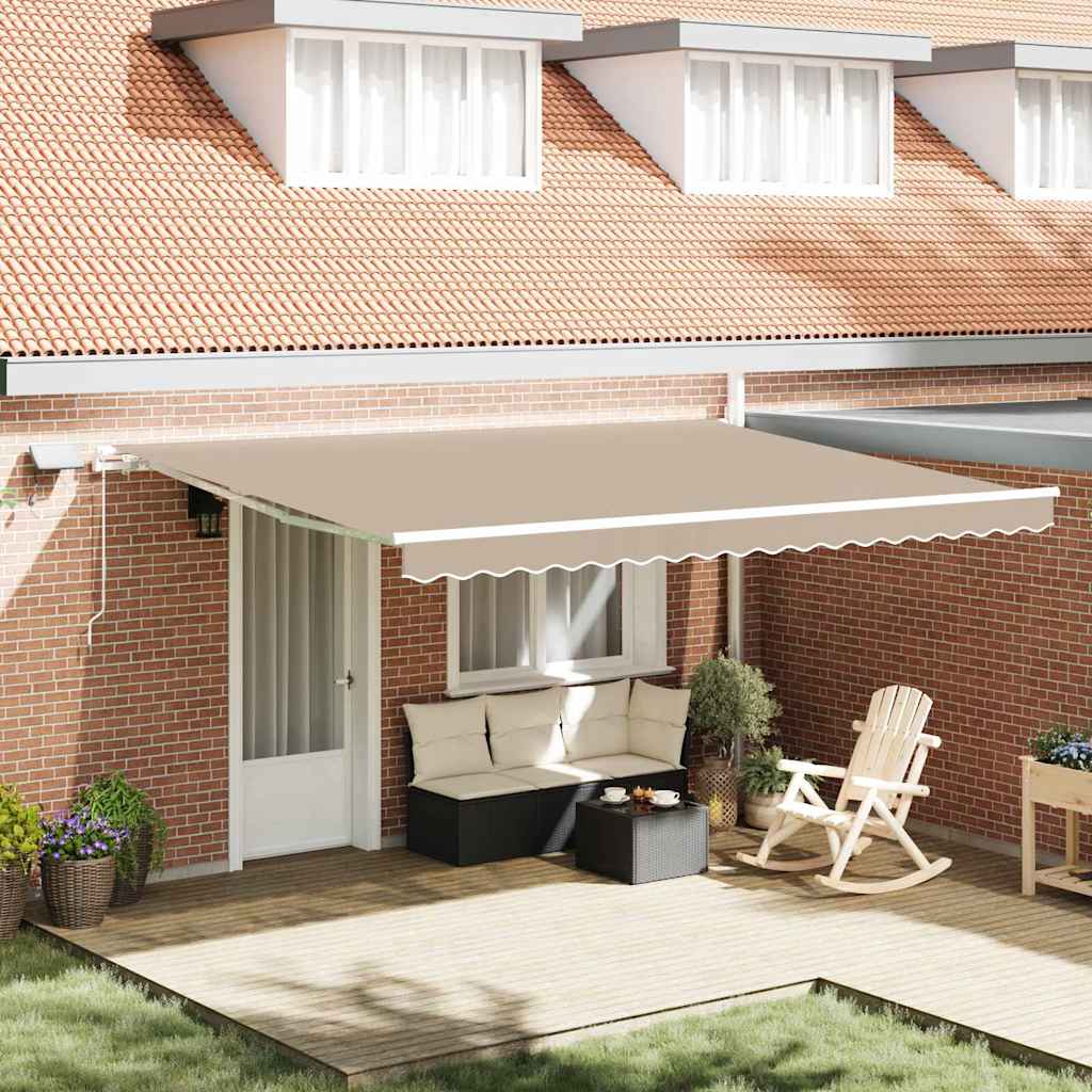 Uttrekkbar markise Beige 450 × 350 cm Stoff og Aluminium