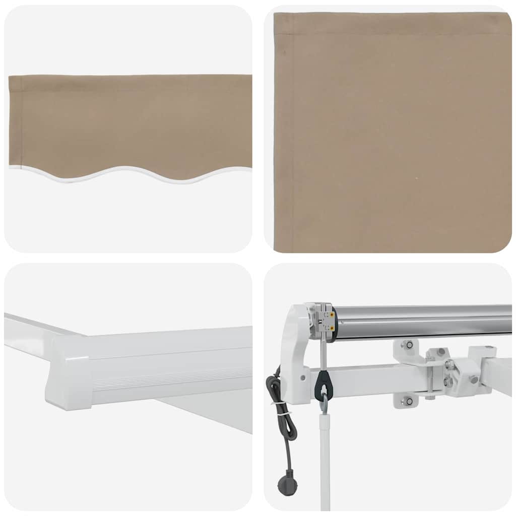 Uttrekkbar markise Beige 450 × 350 cm Stoff og Aluminium